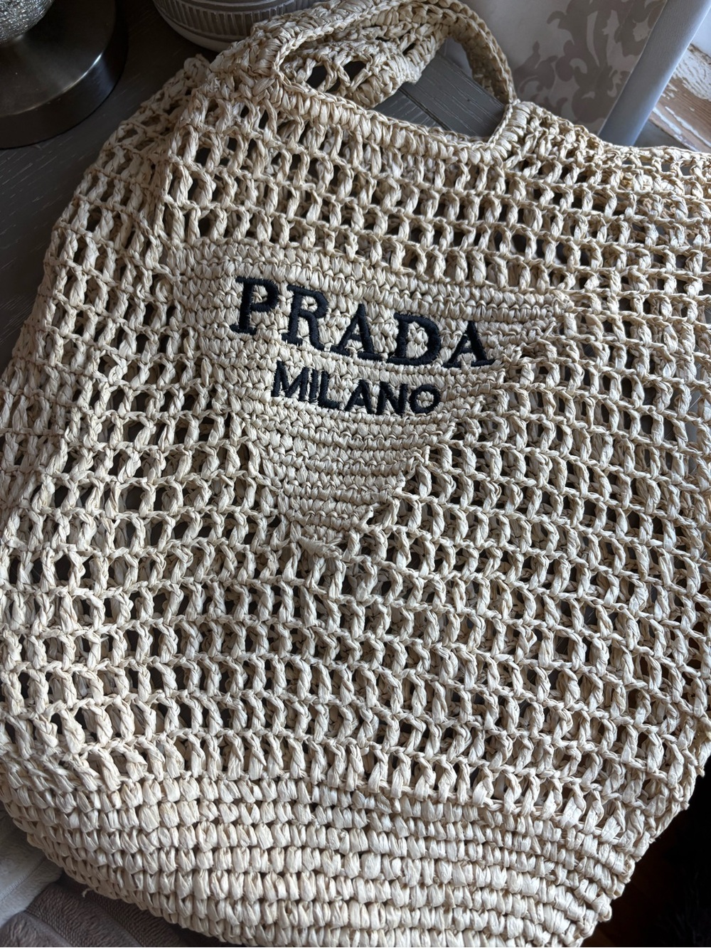 FASHION Beige Raffia Tote Bag - Open-Weave Shoulder Tote - Picture 3 of 6